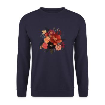 Blumenstrauß,Pfingstrosen,Mohnblumen,vintage,Blume - Unisex Pullover - Navy - Vorne - Alina (178cm) & Michal (187cm)