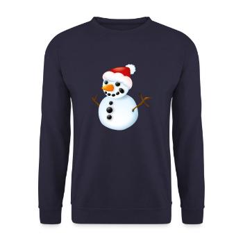 Smiley Snowman - Unisex Pullover - Navy - Vorne - Alina (178cm) & Michal (187cm)