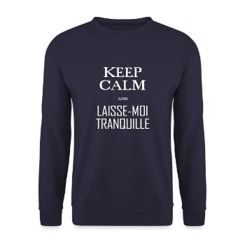Bleib ruhig und lass mich in Ruhe - Unisex Pullover - Navy - Vorne - Alina (178cm) & Michal (187cm)