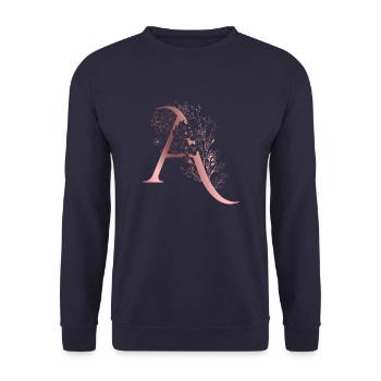 Letter A First name - Unisex Sweatshirt - navy - Front - Alina (178cm) & Michal (187cm)