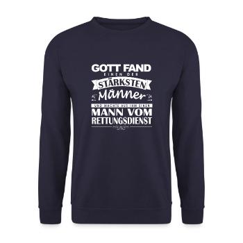 Mann vom Rettungsdienst - Unisex Pullover - Navy - Vorne - Alina (178cm) & Michal (187cm)