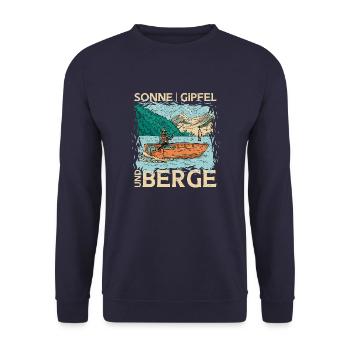 Sonne Gipfel und Berge. Wandern Design - Unisex Pullover - Navy - Vorne - Alina (178cm) & Michal (187cm)