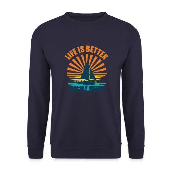 La vie est meilleure sur mon bateau - Sweat-shirt Unisexe - marine - Devant - Alina (178cm) & Michal (187cm)