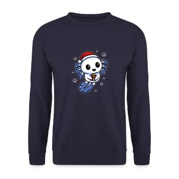 AXOLOTL CHRISTMAS DESIGN - Unisex Pullover - Navy - Vorne - Alina (178cm) & Michal (187cm)