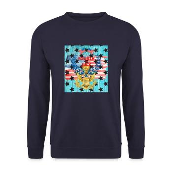 USA, stars and belts - Unisex Sweatshirt - navy - Front - Alina (178cm) & Michal (187cm)