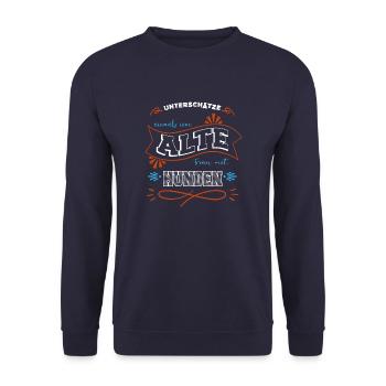 geburtstagsgeschenkidee bluthund großmutter danke - Unisex Pullover - Navy - Vorne - Alina (178cm) & Michal (187cm)
