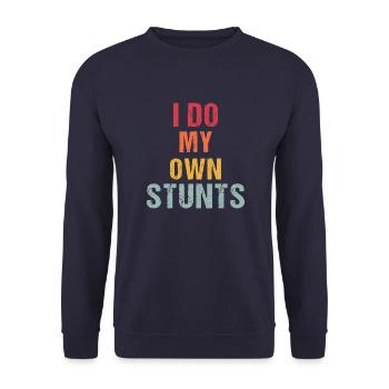 Stuntman Vintage Lustige Sprüche - Unisex Pullover - Navy - Vorne - Alina (178cm) & Michal (187cm)