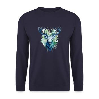 Cerf - Sweat-shirt Unisexe - marine - Devant - Alina (178cm) & Michal (187cm)