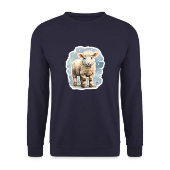 Frühlingslamm - Unisex Pullover - Navy - Vorne - Alina (178cm) & Michal (187cm)