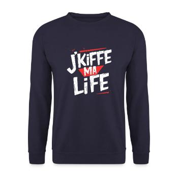 J'kiffe ma life - Sweat-shirt Unisexe - marine - Devant - Alina (178cm) & Michal (187cm)