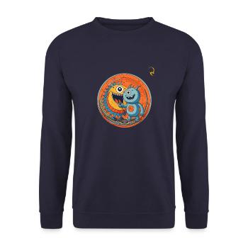MON AMI EST UN MONSTRE - Sweat-shirt Unisexe - marine - Devant - Alina (178cm) & Michal (187cm)