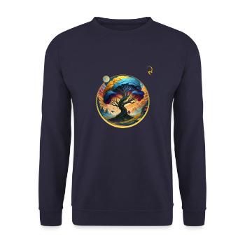 BAUM DES LEBENS UND DER WELT - Unisex Pullover - Navy - Vorne - Alina (178cm) & Michal (187cm)