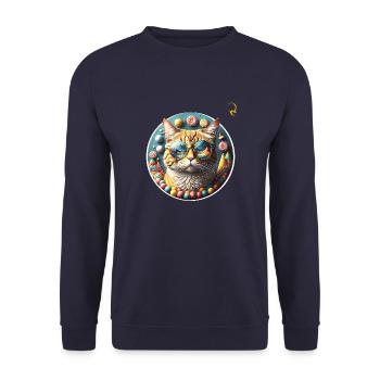 KATZENHORIZONT - Unisex Pullover - Navy - Vorne - Alina (178cm) & Michal (187cm)