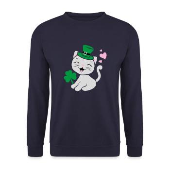 Festive design with cute kitten - Unisex Sweatshirt - navy - Front - Alina (178cm) & Michal (187cm)