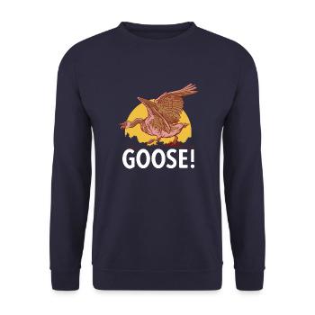 Gans Gänse Goose Vintage Silly Goose Sprüche - Unisex Pullover - Navy - Vorne - Alina (178cm) & Michal (187cm)