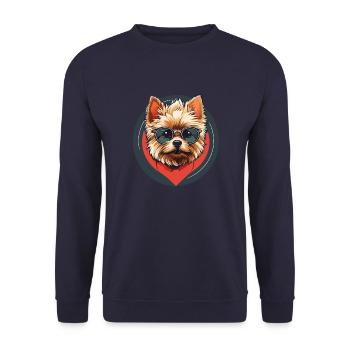 Yorkshire Yorkshire Terrier cool avec lunettes de soleil - Sweat-shirt Unisexe - marine - Devant - Alina (178cm) & Michal (187cm)