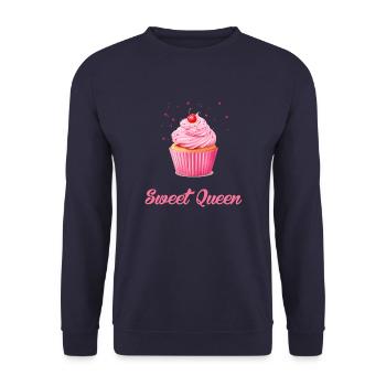Sweet Queen Cupcake - Unisex Pullover - Navy - Vorne - Alina (178cm) & Michal (187cm)