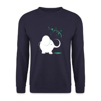 Weißer Elefant mit türkisfarbener Farbe - Unisex Pullover - Navy - Vorne - Alina (178cm) & Michal (187cm)