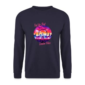 Feel the Beat - London Vibes - Unisex Pullover - Navy - Vorne - Alina (178cm) & Michal (187cm)