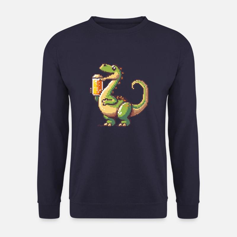 Dinosaurier brontosaurus Bier Pixel - Unisex Pullover - Navy