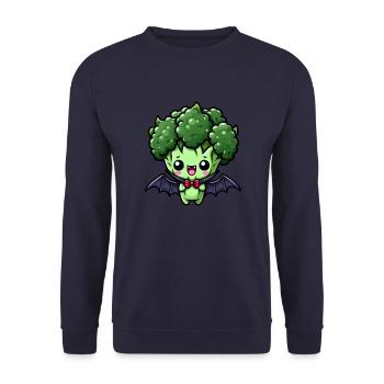 Süßer Halloween Brokkoli Vampir Cartoon - Unisex Pullover - Navy - Vorne - Alina (178cm) & Michal (187cm)