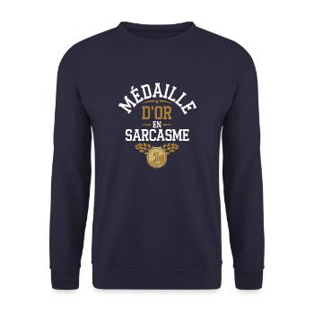 Médaille d'or en sarcasme - Sweat-shirt Unisexe - marine - Devant - Alina (178cm) & Michal (187cm)
