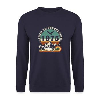 Aged to perfection 1975 Retro -Edition 2025. - Unisex Sweatshirt - navy - Front - Alina (178cm) & Michal (187cm)