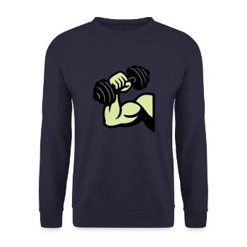 Musculation des muscles des haltères - Sweat-shirt Unisexe - marine - Devant - Alina (178cm) & Michal (187cm)