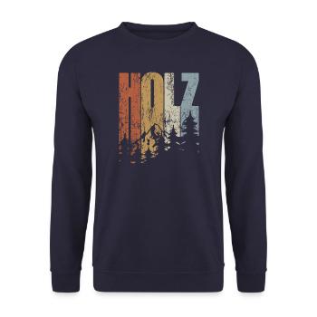 Holz - Wald - Brennholz - Schreiner Spruch - Unisex Pullover - Navy - Vorne - Alina (178cm) & Michal (187cm)