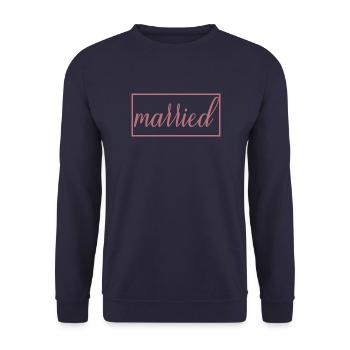 Verheiratetes passendes Paar Männer & Frauen Hochzeitstag - Unisex Pullover - Navy - Vorne - Alina (178cm) & Michal (187cm)