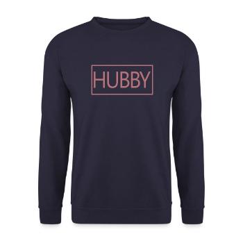Hubby Matching Engagement Wedding Honeymoon - Unisex Sweatshirt - navy - Front - Alina (178cm) & Michal (187cm)