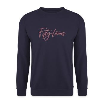 Fifty-Licious Funny 50th Birthday Party Men Women - Unisex Sweatshirt - navy - Front - Alina (178cm) & Michal (187cm)