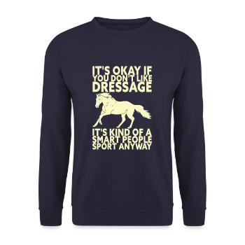 Funny Dressage Horse Riding - Unisex Pullover - Navy - Vorne - Alina (178cm) & Michal (187cm)