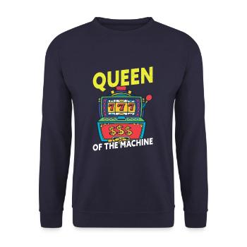 Queen Of The Machine Funny Slot Machine Casino - Unisex Pullover - Navy - Vorne - Alina (178cm) & Michal (187cm)