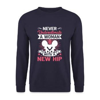 Drôle de remplacement de la hanche Récupération de la chirurgie de la hanche - Sweat-shirt Unisexe - marine - Devant - Alina (178cm) & Michal (187cm)