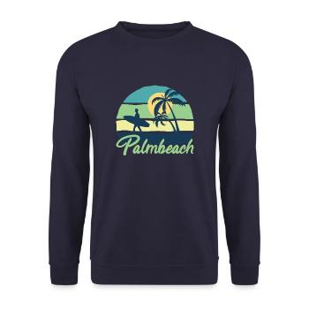 Surfboard surfing surfer Palm Beach palm trees beach - Unisex Sweatshirt - navy - Front - Alina (178cm) & Michal (187cm)