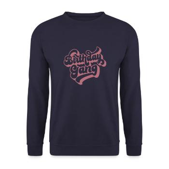 Birthday Gang Matching Group Birthday Party Gift - Unisex Sweatshirt - navy - Front - Alina (178cm) & Michal (187cm)