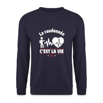 La randonnée, c'est la vie,randonneur,randonneuse - Sweat-shirt Unisexe - marine - Devant - Alina (178cm) & Michal (187cm)