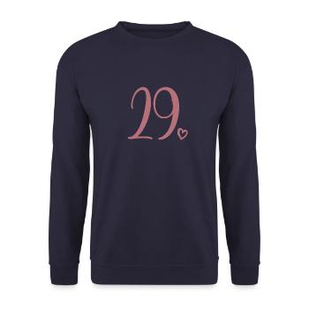 Niedliche Nummer 29, 29 Jahre alt, 29. Geburtstagsgeschenk - Unisex Pullover - Navy - Vorne - Alina (178cm) & Michal (187cm)