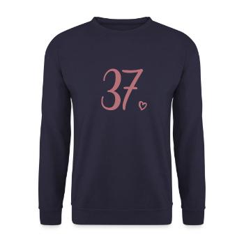 Süße Nummer 37, 37 Jahre alt, Geschenk zum 37. Geburtstag - Unisex Pullover - Navy - Vorne - Alina (178cm) & Michal (187cm)