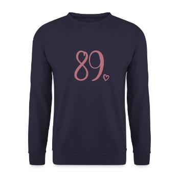 Süße Nummer 89, 89 Jahre alt, Geschenk zum 89. Geburtstag - Unisex Pullover - Navy - Vorne - Alina (178cm) & Michal (187cm)