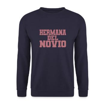 Hermana del Novio Groom's Sister Wedding Gift - Unisex Sweatshirt - navy - Front - Alina (178cm) & Michal (187cm)