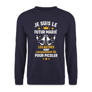 Je suis le futur marié EVG enterrement vie garçon - Sweat-shirt Unisexe - marine - Devant - Alina (178cm) & Michal (187cm)