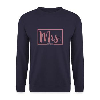 Mme Est. 2023 Fiançailles Mariage Douche nuptiale - Sweat-shirt Unisexe - marine - Devant - Alina (178cm) & Michal (187cm)