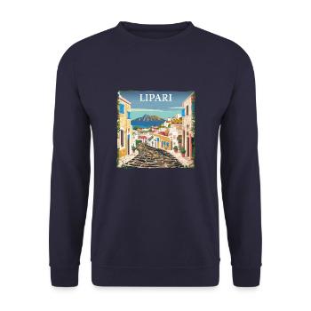 Lipari Italy: Dream Beach Summer Vacation - Unisex Sweatshirt - navy - Front - Alina (178cm) & Michal (187cm)