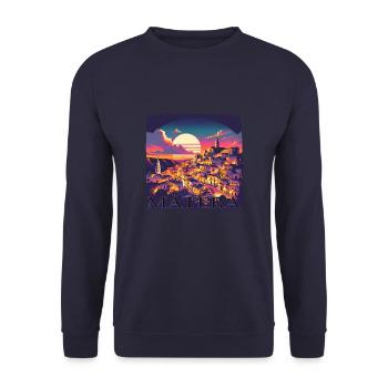 Matera, Italie, Vieille Ville, Coucher De Soleil - Sweat-shirt Unisexe - marine - Devant - Alina (178cm) & Michal (187cm)