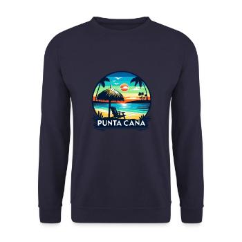Sunset in Punta Cana: Beach and palm trees - Unisex Sweatshirt - navy - Front - Alina (178cm) & Michal (187cm)