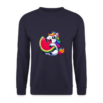 Unicorn Watermelon Summer Design - Unisex Sweatshirt - navy - Front - Alina (178cm) & Michal (187cm)