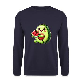 Sweet Avocado Melon Cartoon Fruit Summer - Unisex Sweatshirt - navy - Front - Alina (178cm) & Michal (187cm)