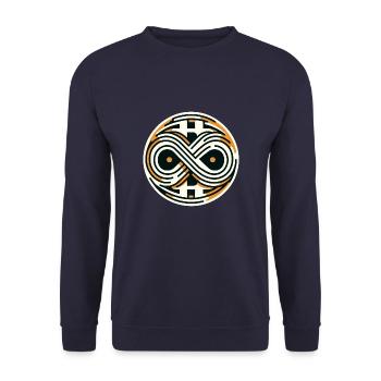 Bitcoin Symbol Unendlicher Wert 21 Millionen - Unisex Pullover - Navy - Vorne - Alina (178cm) & Michal (187cm)